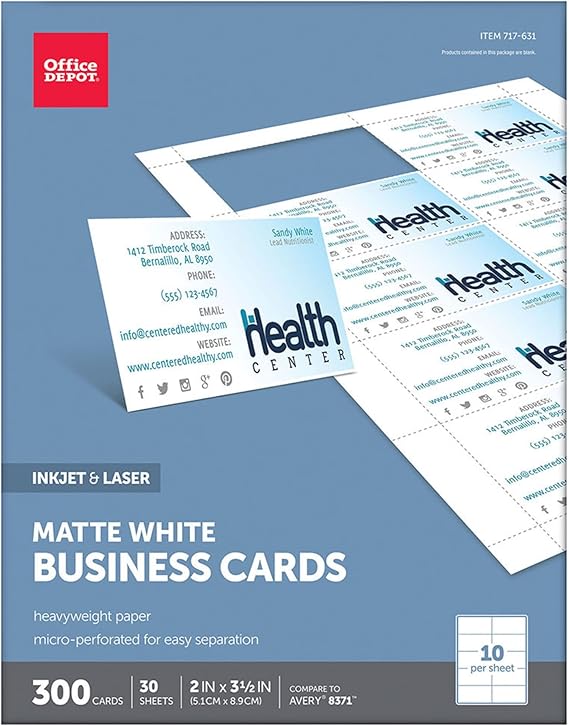 Office Depot(R) Laser/Inkjet Matte Business Cards, 2in. x 3 1/2in