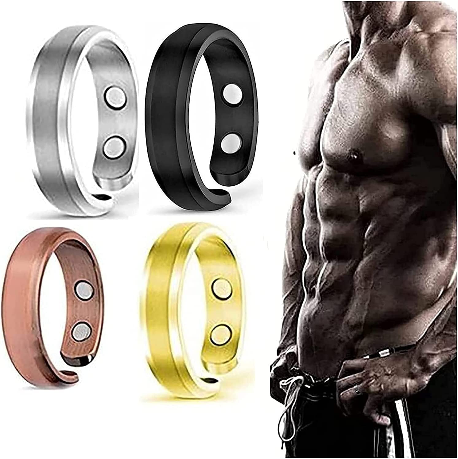 4 Pcs Nighttime Men's Therapeutic Ring,Elegant Titanium