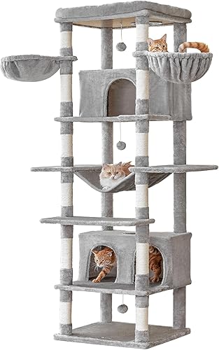 Miniatura 10 de MWPO Árbol para gatos extra grande, torre para gatos de interior de 77.6 pulgadas de alto con 2 condominios grandes, soporte de varios niveles para