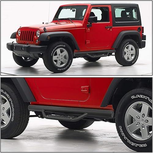 Miniatura 6 de DNA MOTORING STEPB-ZTL-8232 - Estribos de barra Nerf de 3 pulgadas con revestimiento de polvo compatible con Jeep Wrangler 2-Dr  18 Wrangler JK 2-Dr