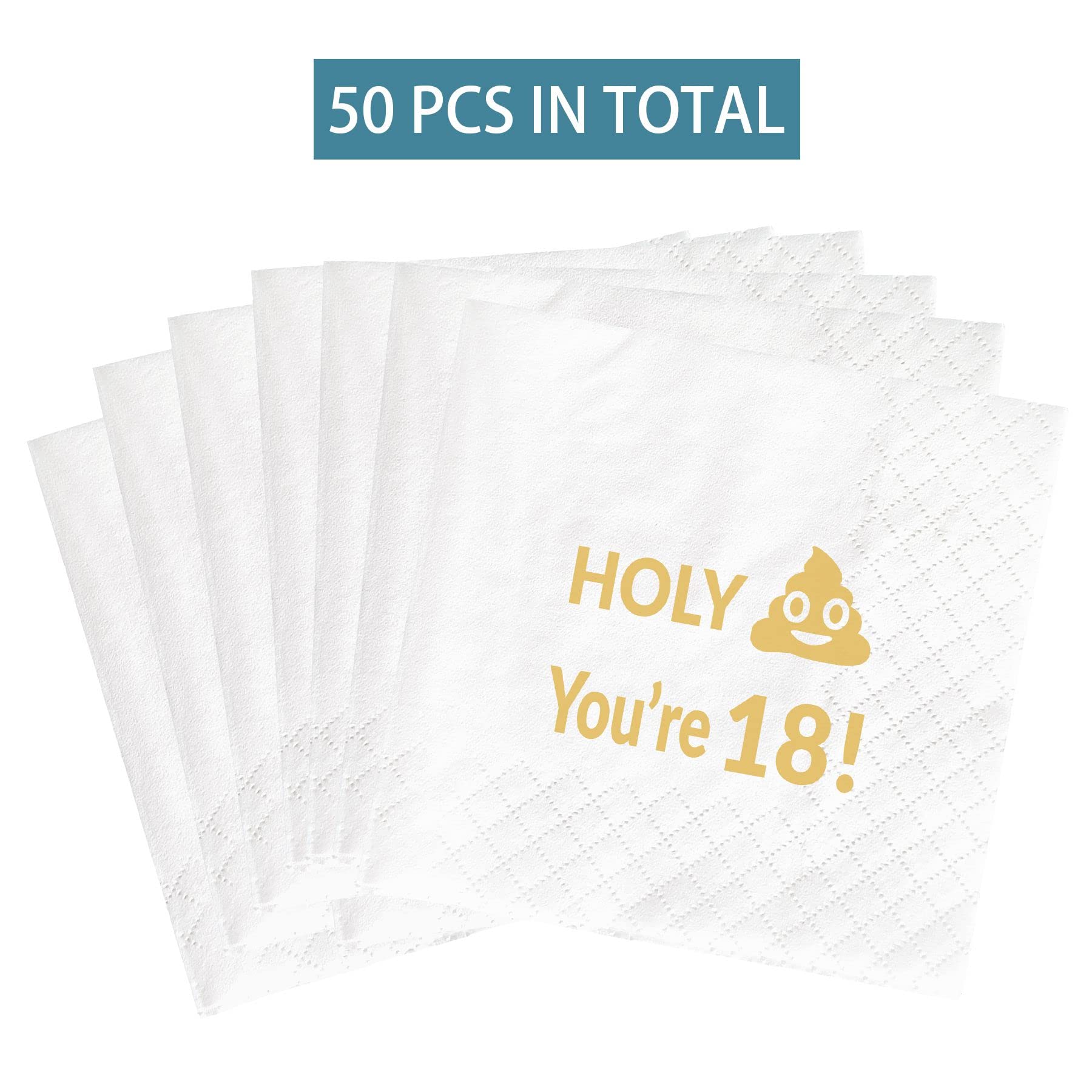 Joyiou 50 Stück Servietten zum 18. Geburtstag, Holy You're 18 Cocktail-Servietten für achtzehnten Geburtstag, Party-Dekorationen, Geschenke für Männer und Frauen, 18 Jahre, 2-lagig, 11,4 x 11,4 cm
