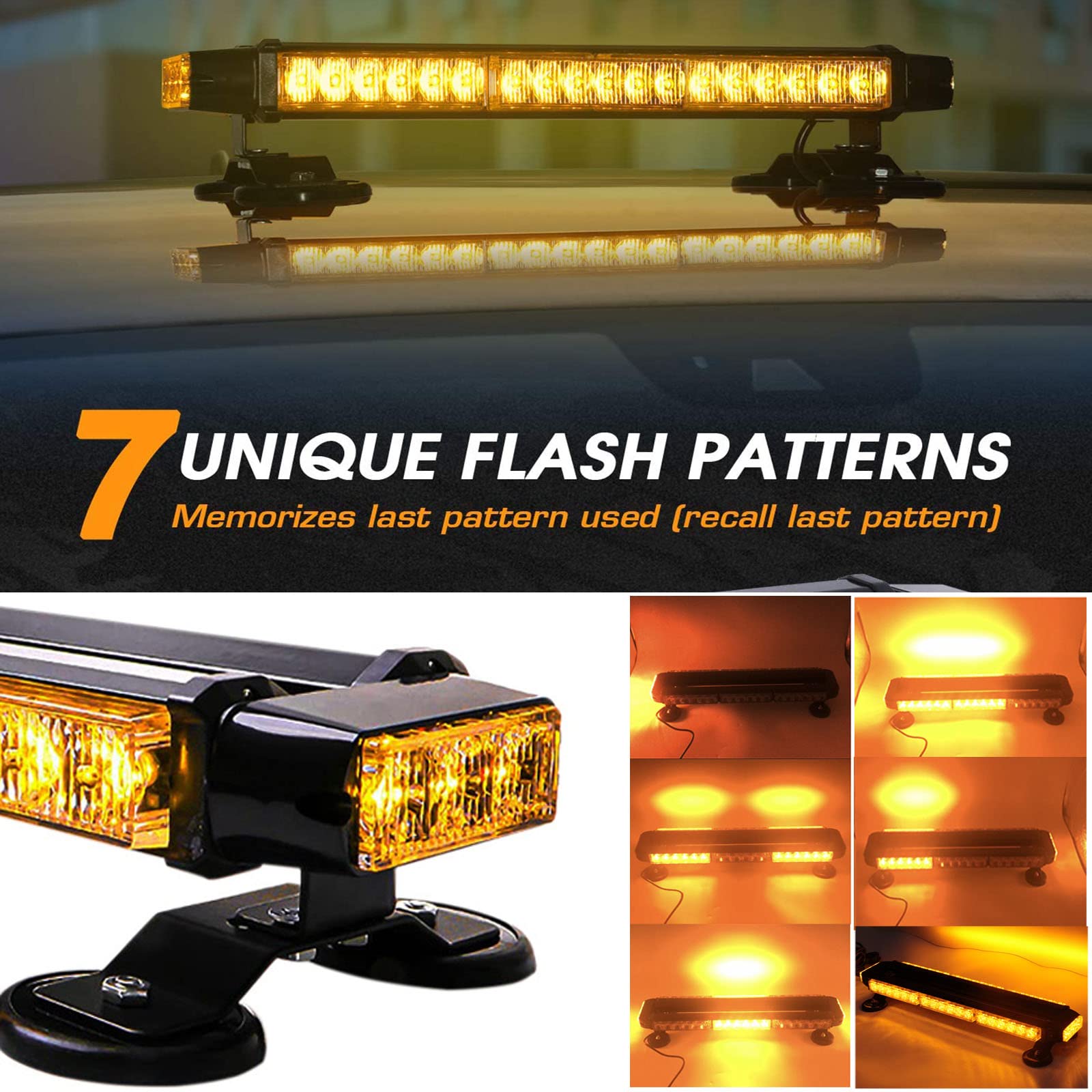 LifeUp® - Kit con barra luminosa con 54 LED a 54 W, luci stroboscopiche lampeggianti per guida, emergenze, avvertimenti, ideale per tetto dell’auto (7 diverse modalità lampeggianti) (blu)
