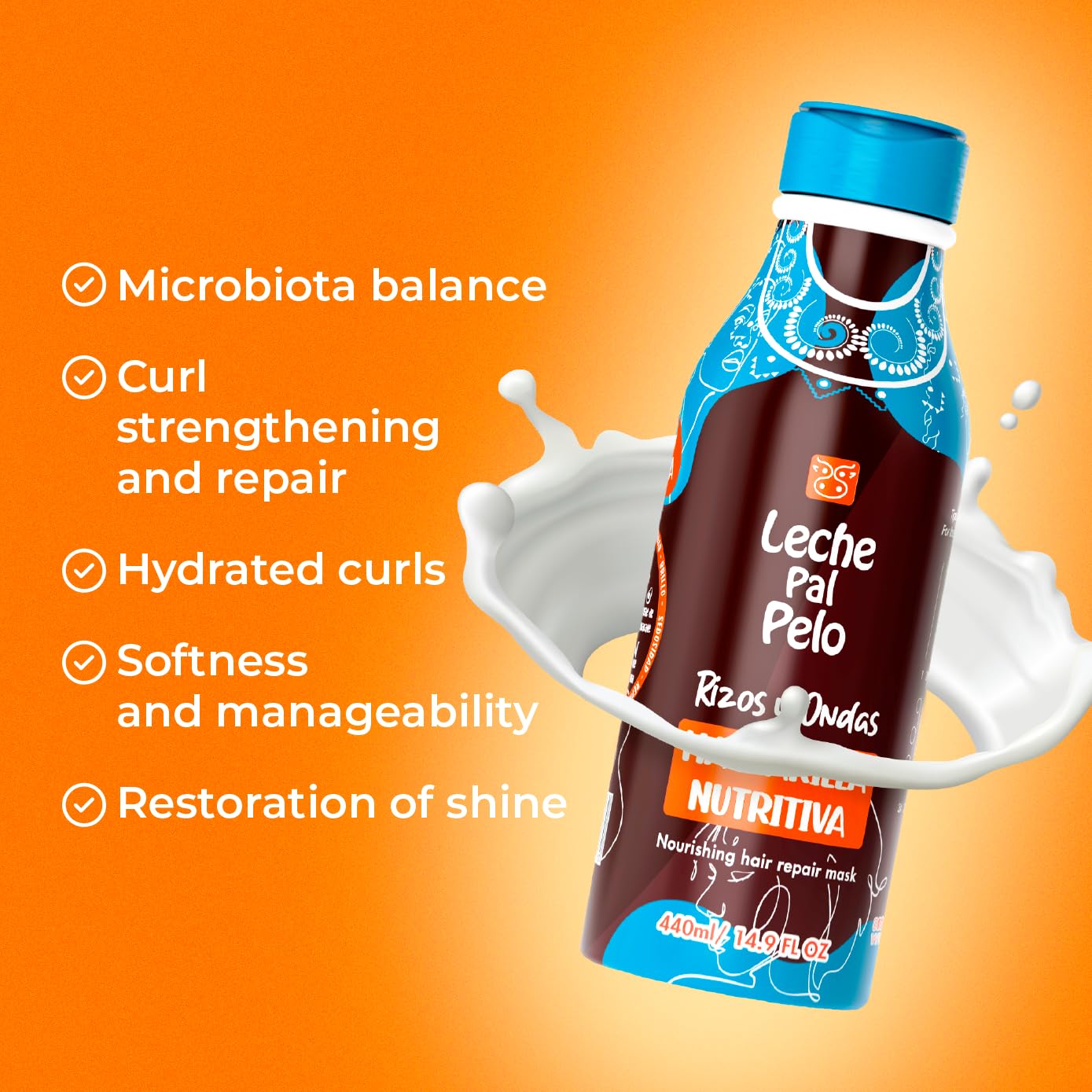 Leche Pal Pelo Curls in Harmony Combo Set: Shampoo, Nourishing Mask, Thermal Protector Defining Cream, and Argan Oil for Perfectly Defined, Hydrated Waves, 14.9 oz bottles, Set of 4