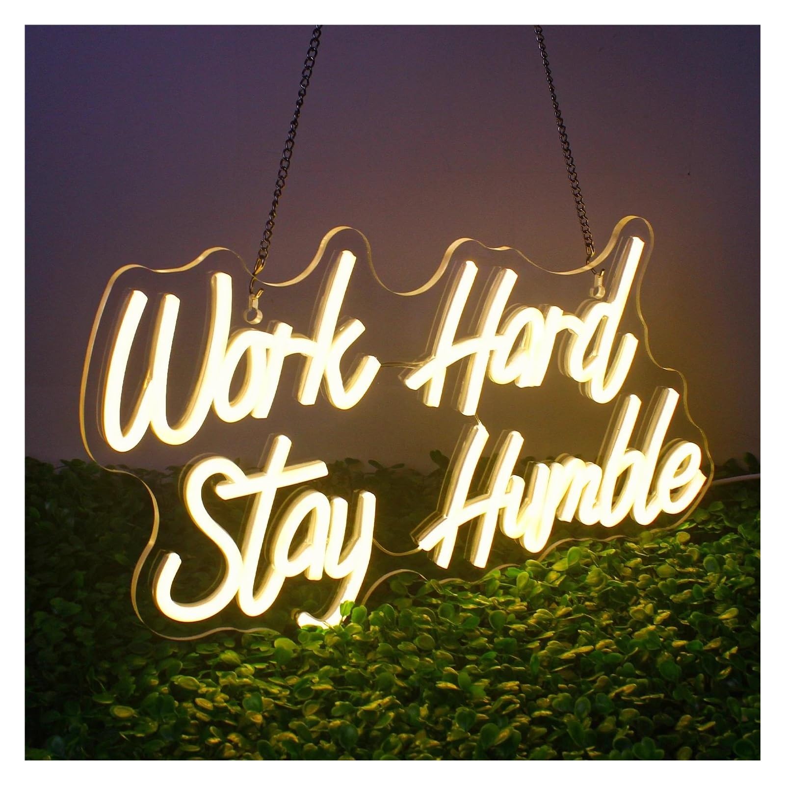 SHOUXI Sign Lamp Work Hard Stay Humble Neon Signs USB Powered, Lettera Neon Lights Suitable for Wall Decor Dimmable Night Lights 24cmx42cm(B)
