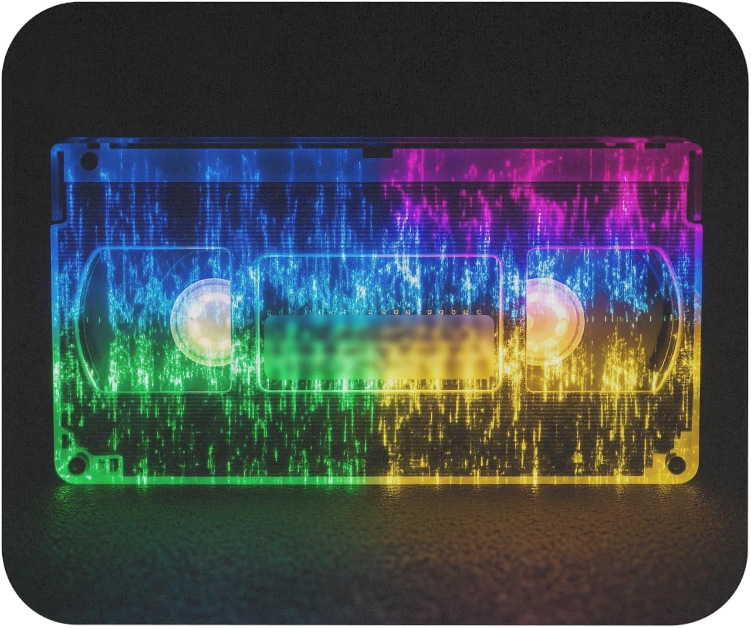 Vivid Rainbow Static VHS Tape Mouse Pad 9x8 Inch with Rubber Base