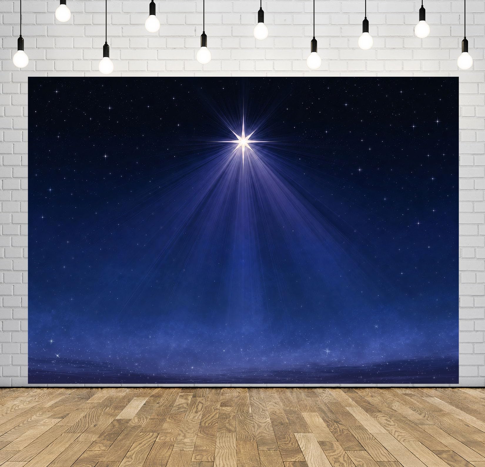 BELECO 4.6x3m Sfondo in tessuto stella di Betlemme cielo blu stellato