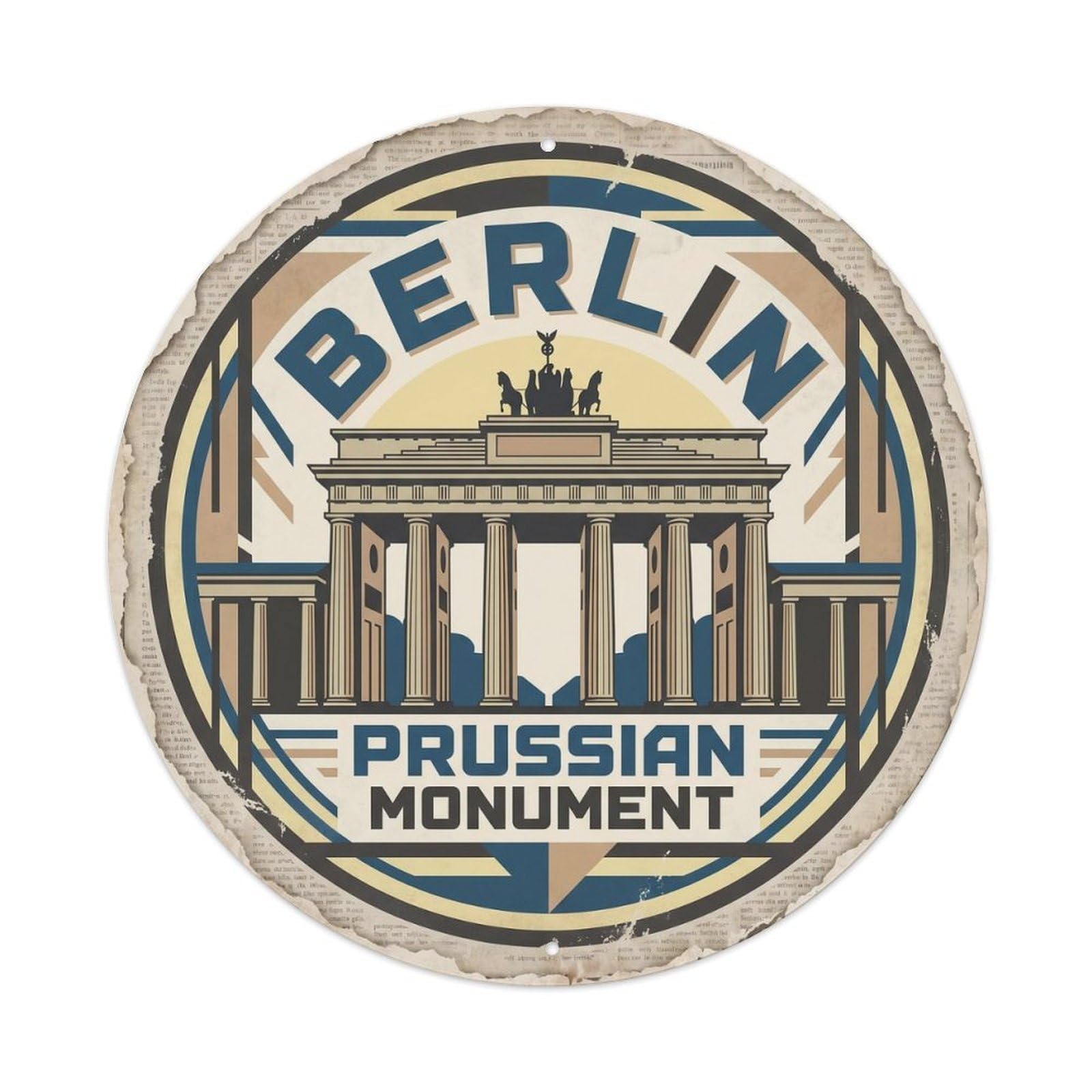 Vintage Travel Gate Berlin Germany Metal Tin Sign