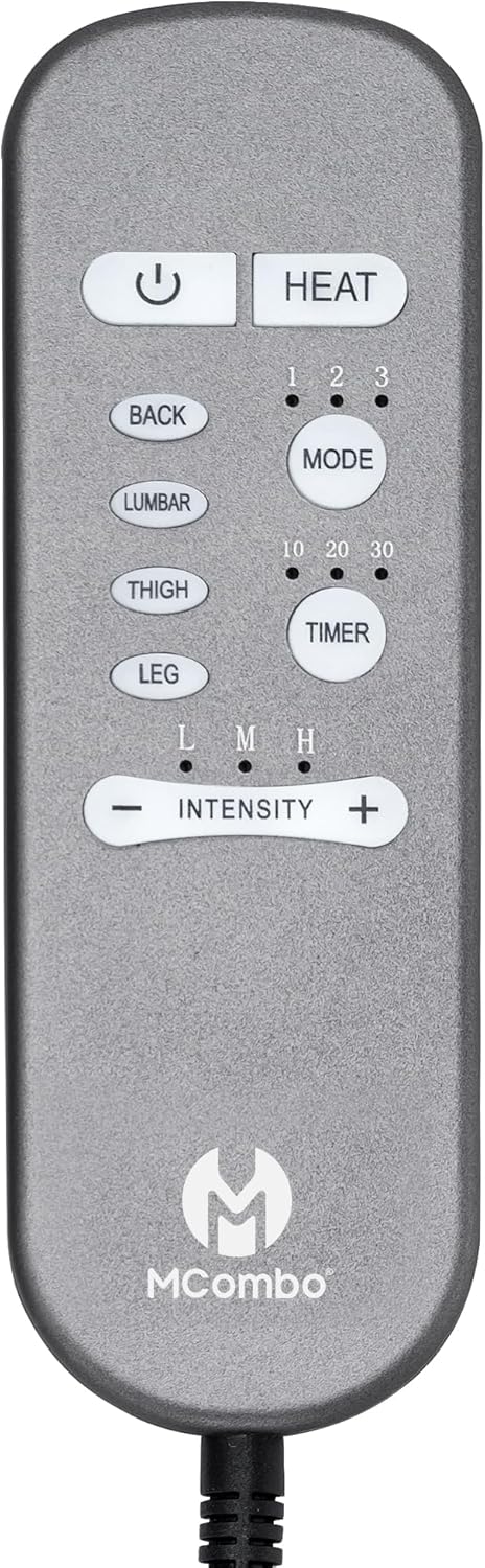 MCombo Massage Remote Controller Replacement Part with 3 Intensity 3 Modes, Lumbar Heat (Grey)