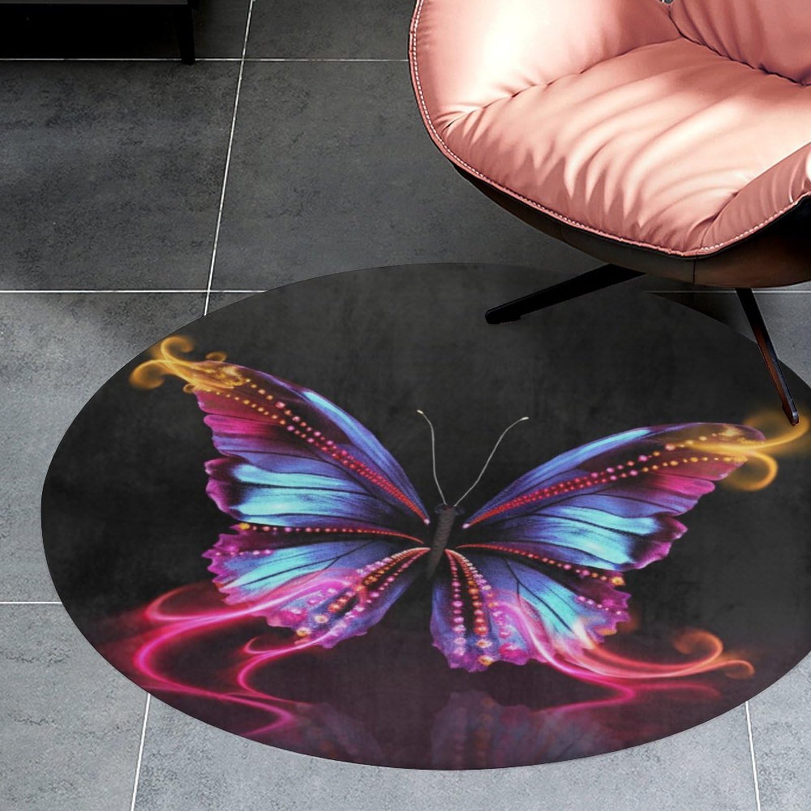 Tapis de salle de bain rond en velours corail antidérapant idéal pour la sortie de douche