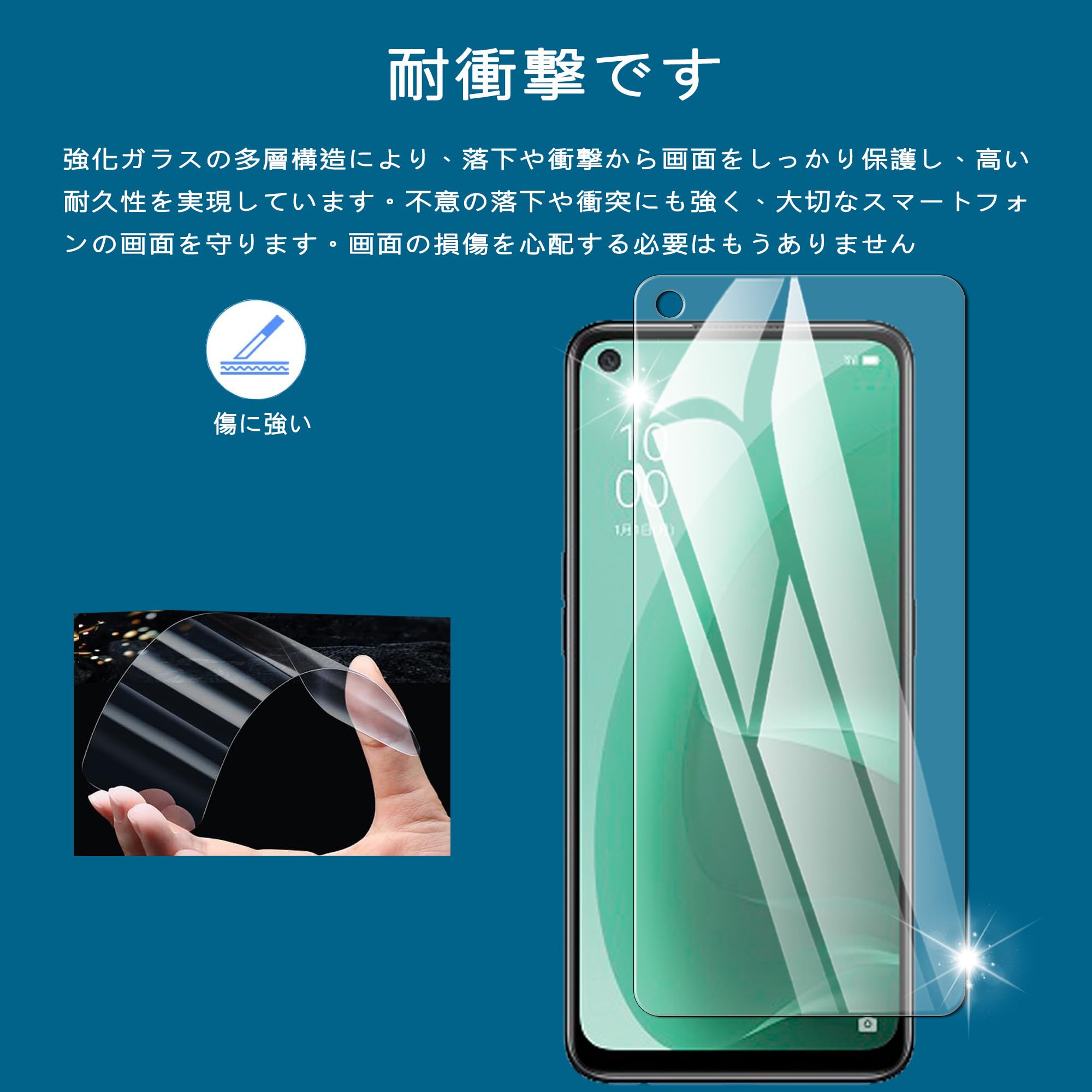 Amazon | Nutmeg OPPO A55s 5G ガラスフィルム（2枚）+ OPPO A55s 5G
