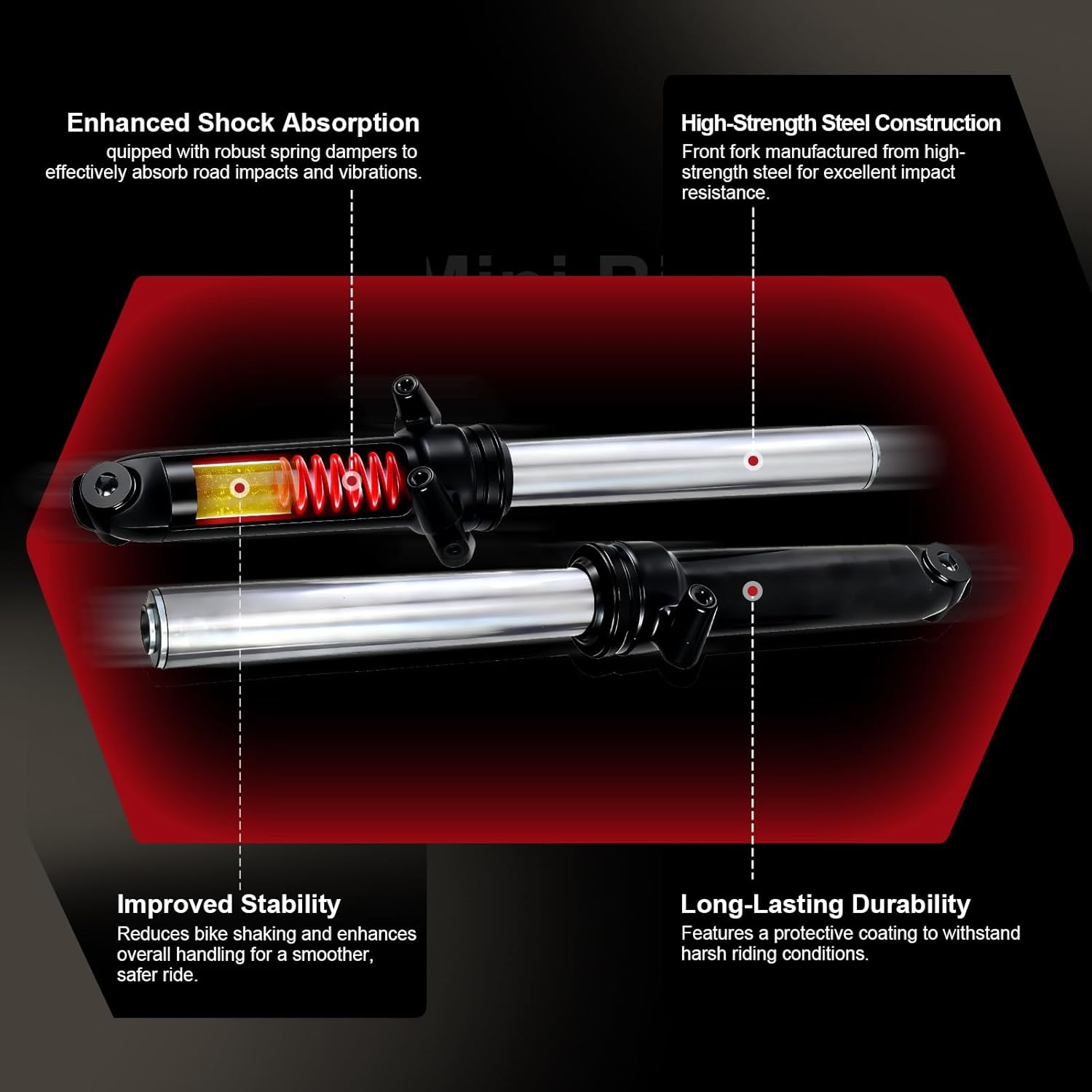 Mini Bike Front Fork Suspension & 7/8" Handlebar Riser Kit fit for Coleman CT100U for Monster Mega Moto MMB80 MMB105 80cc 105cc Motovox MBX10 MBX11 for Baja DB30 GMB100 TrailMaster Storm 200