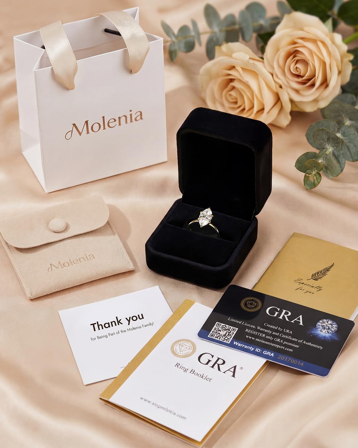 Marquise Moissanite Engagement Rings for Women 3CT Lab Grown Diamond D Color VVS1 925 Sterling Silver 14K Gold Plated Non Tarnish Wedding Band Bridal Jewelry Gifts Anniversary Promise Ring for Her 7.5