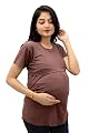 The Starmom Zipless Maternity Tops for Women | Cotton Round Neck Feeding T-Shirt for Easy Nursing & Breastfeeding | Half