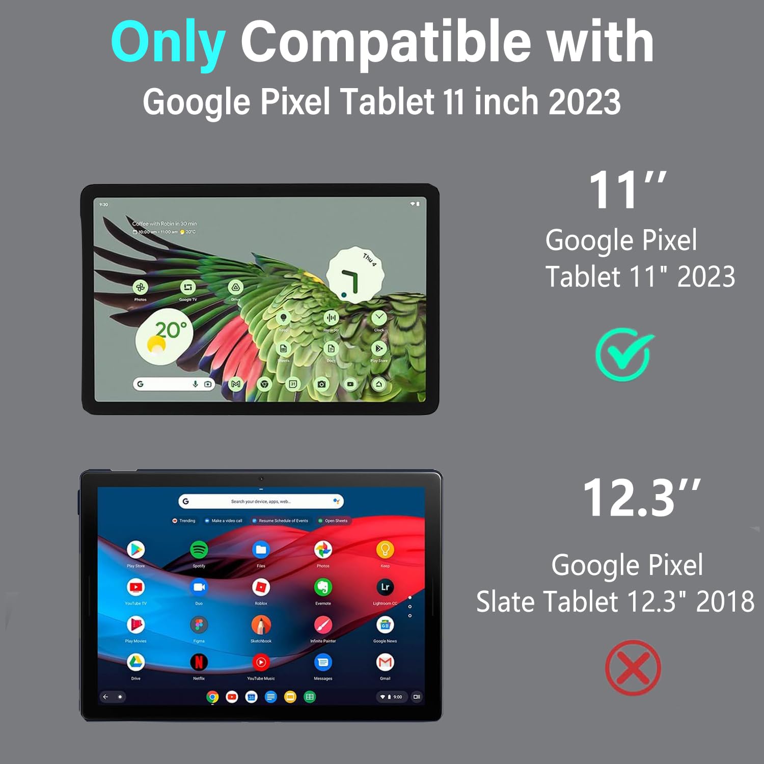 Pixel Tablet Keyboard Case 11” 2023/2024, 7 Color Backlight Detachable Bluetooth Keyboard Cover with Stylus Pen Holder, Google Pixel Tablet Case with Stand Support Charging Speaker Dock Black