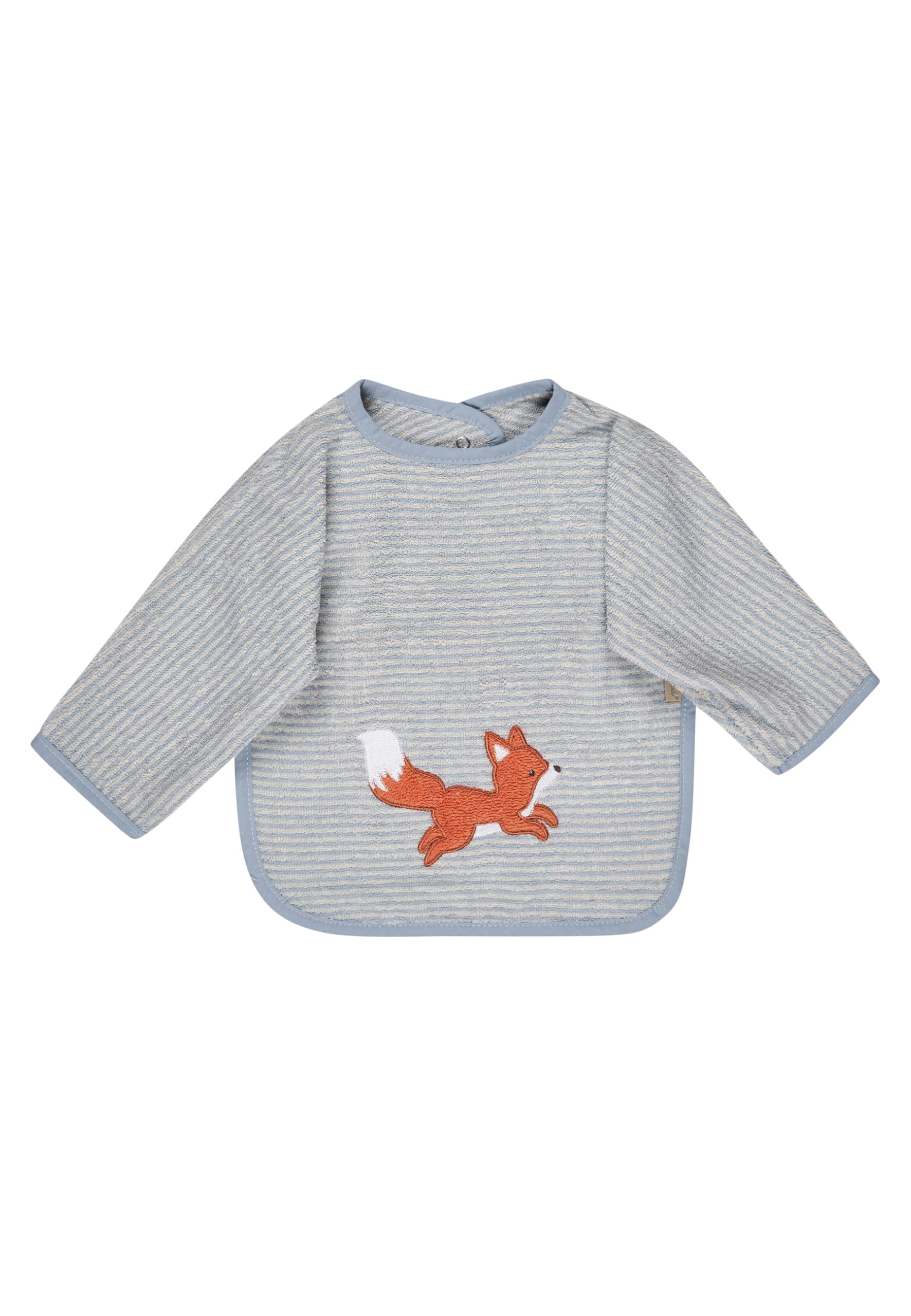 Sterntaler Ärmellätzchen Fuchs Filou - Baby Lätzchen mit Ärmel - saugfähige Baumwolle mit feiner Stickerei - praktischer Druckknopfverschluss für einfaches An- & Ausziehen, Geschenkidee, graublau