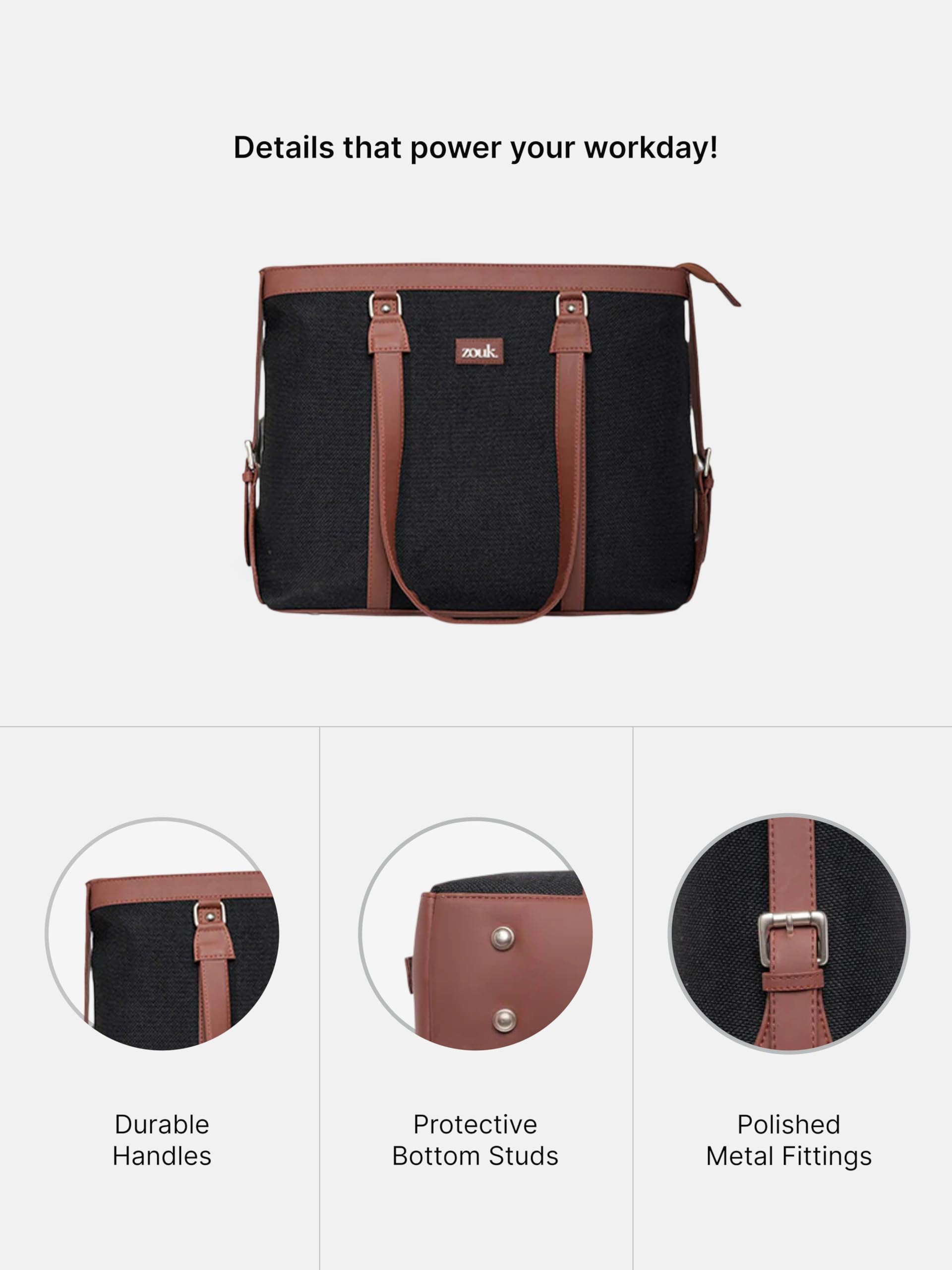 ZOUK Vegan Leather Office Bag - Laptop Tote -8 ZOUK Vegan Leather Office Bag - Laptop Tote -8