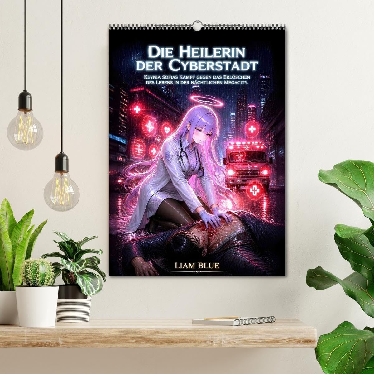 Die Heilerin der Cyberstadt (Wandkalender 2027 DIN A2 hoch), CALVENDO Monatskalender: Keynia Sofias Kampf gegen das Erlöschen des Lebens in der nächtlichen Megacity. (CALVENDO Kunst)