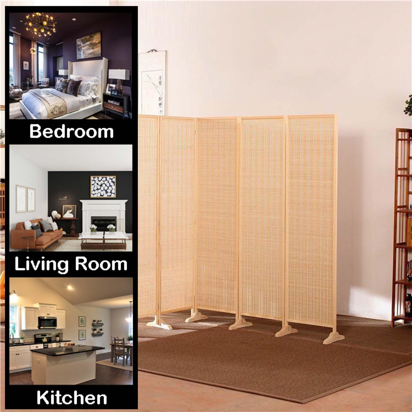 Amazon.co.jp: 6パネルルームディバイダー 200X300cm、竹製ルーム