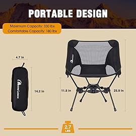 MOON LENCE 2 Pack Portable Camping Chairs Backpacking Chair - The 4th Generation Ultralight Folding Chair - Compact, Lightweight Foldable Chairs for Hiking Mountaineering, Beach