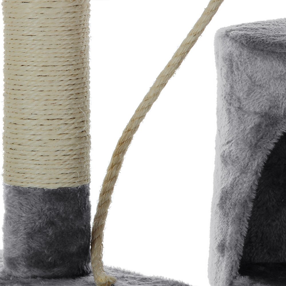 CADOCA Árbol Rascador Gatos 112Cm 3 Plataformas 1 Cueva 2 Pelotas Gris