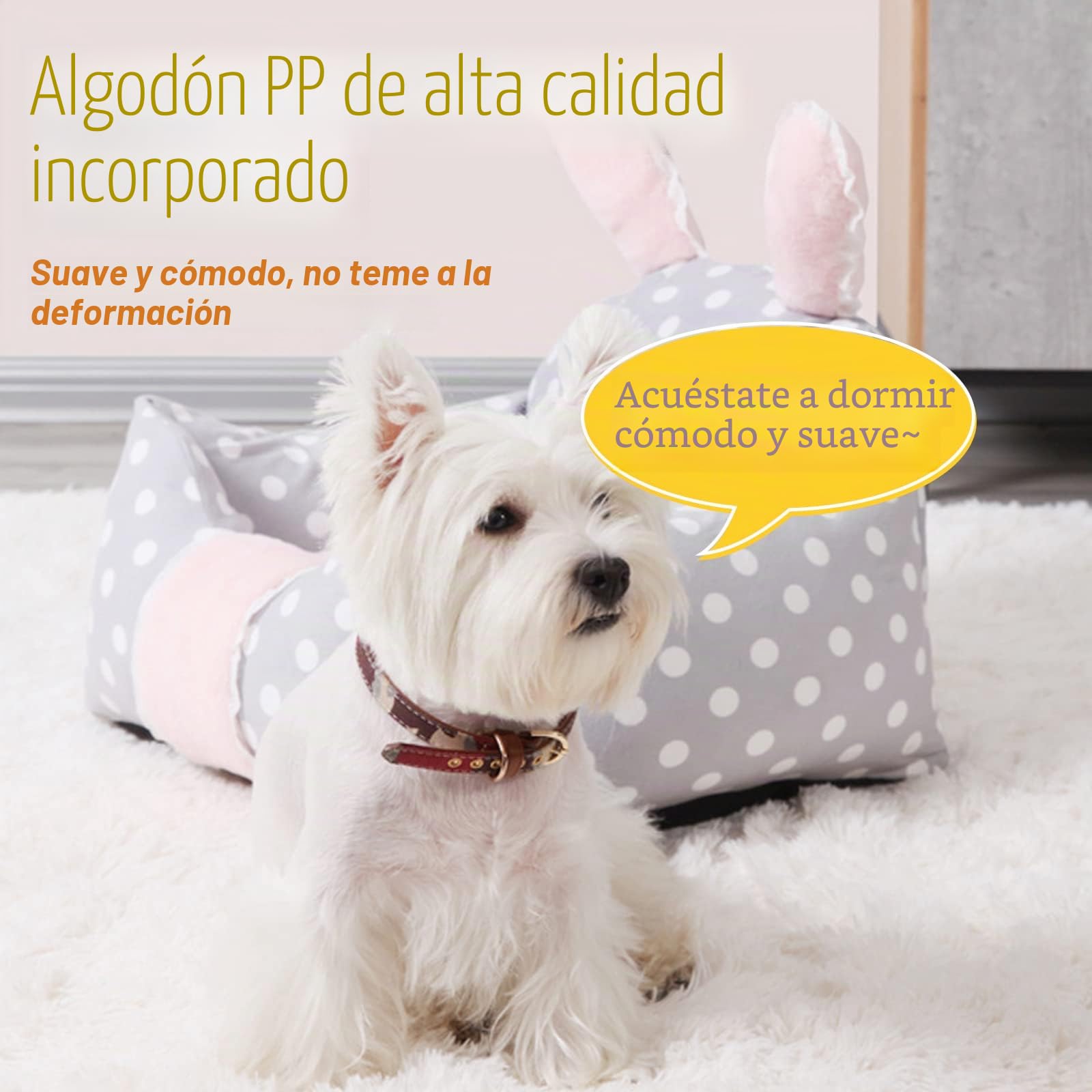 PETCUTE Cama para perros desenfundable y lavable, cojín ultra suave para pequeños, medianos y grandes, casetas de interior, lindos orejas de conejo, camas para gatos