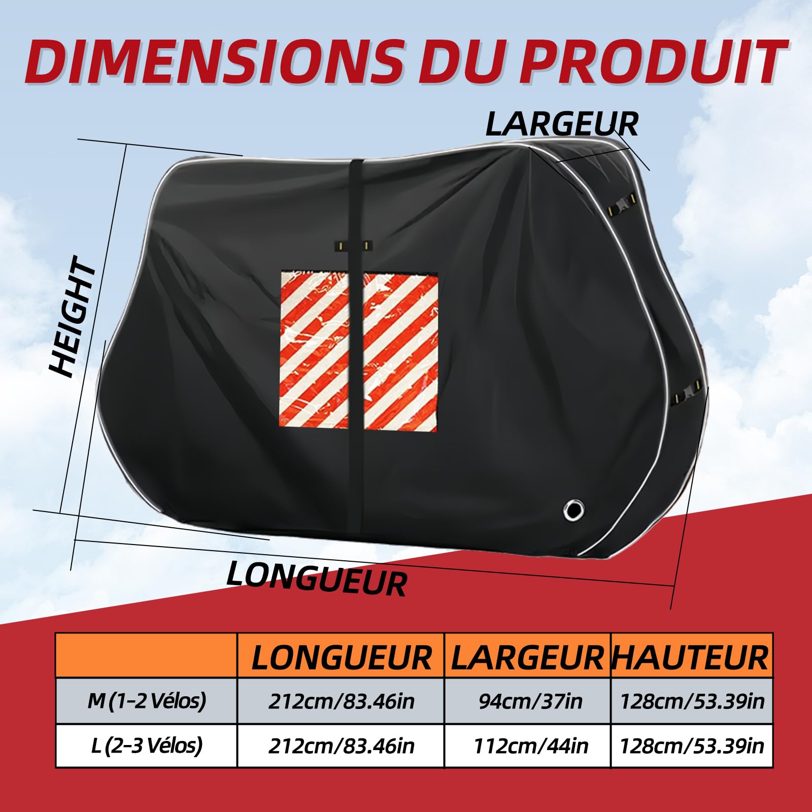 Housse de protection résistante aux intempéries en tissu Oxford 600D pour 2 vélos, caravane/porte-bagages de camping, convient pour Volkswagen California (T6.1/T7), Skoda Kodiaq, BMW X3/X5 (noir)