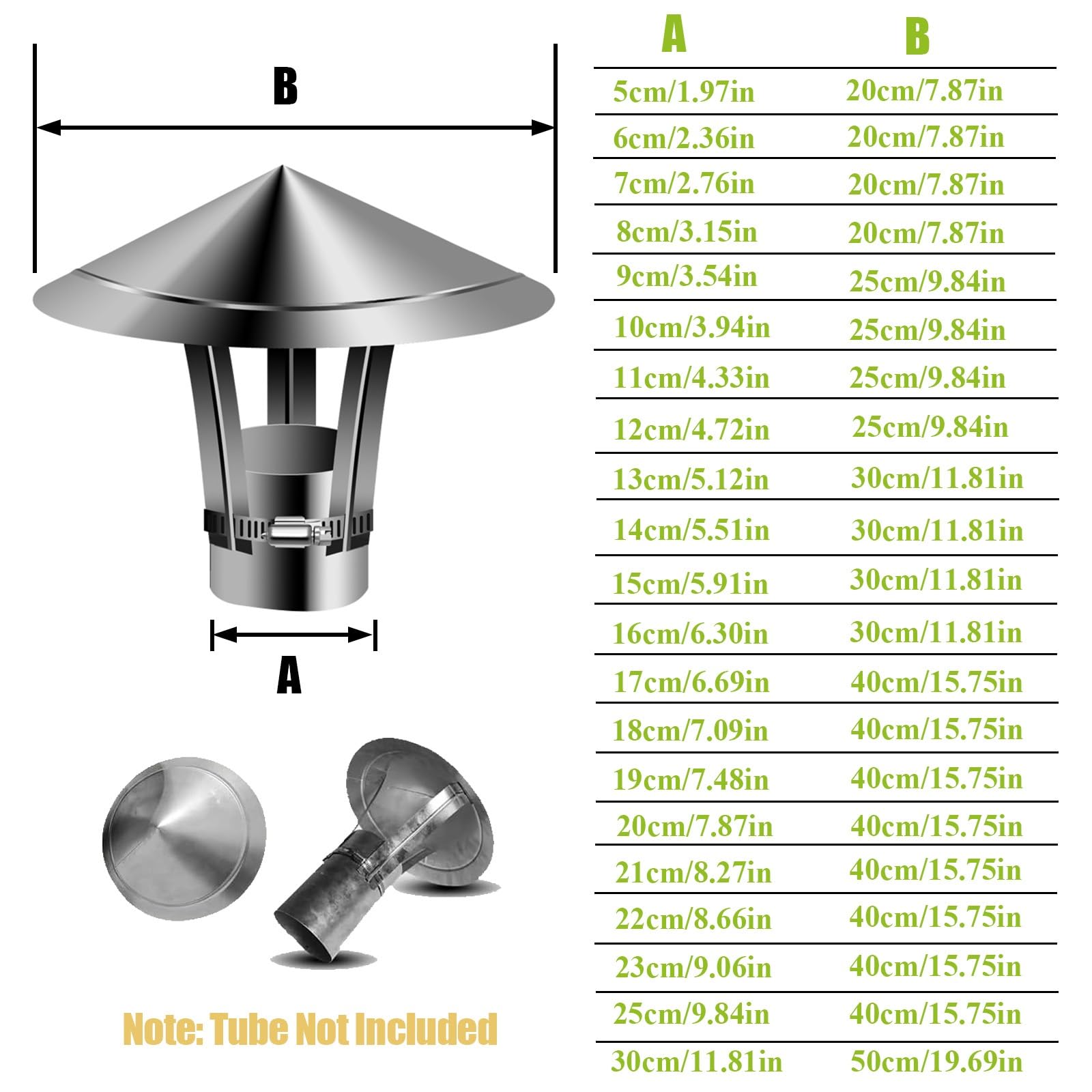 Comignolo in Acciaio Inox Cappello Cinese Canna Fumaria Antivento E Antipioggia Terminale Cappello Stufe Legna, Pellet E Caldaie Varie Misure(19cm)