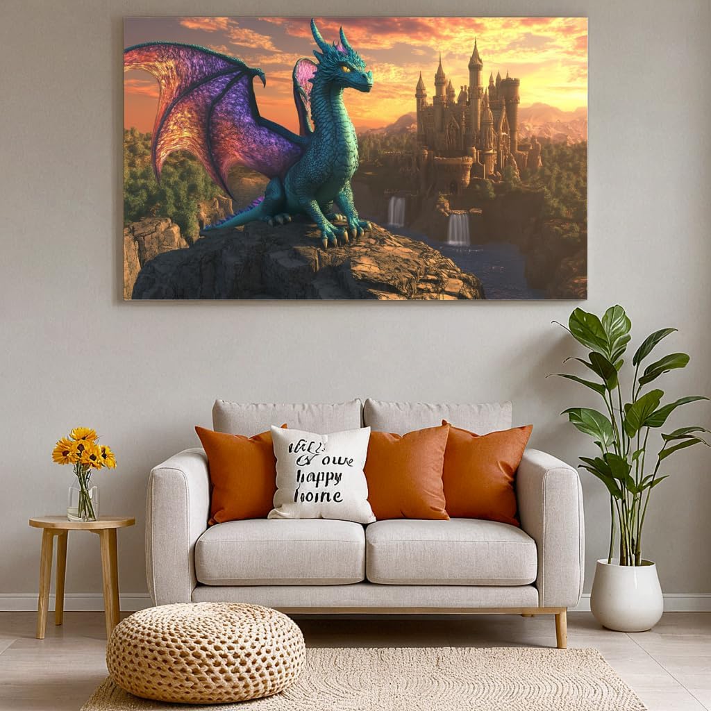 Dragon Party Decorations, Medieval Elf Dragon Banner Backdrop Fantasy Creature Castle Banner Wall Hanging for Men Boys Bedroom Birthday Party Poster Backdrop College Dorm Indoor Outdoor Decor