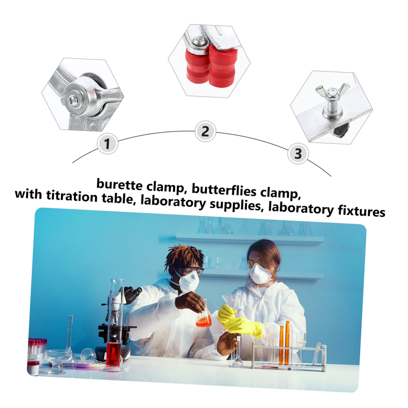 Cabilock 5 Pezzi Morsetto Buretta in Alluminio Resistente per Laboratorio Clip di Fissaggio per Tubi da Titolazione Supporto Compatibile per Esperimenti Scolastici e Scientifici