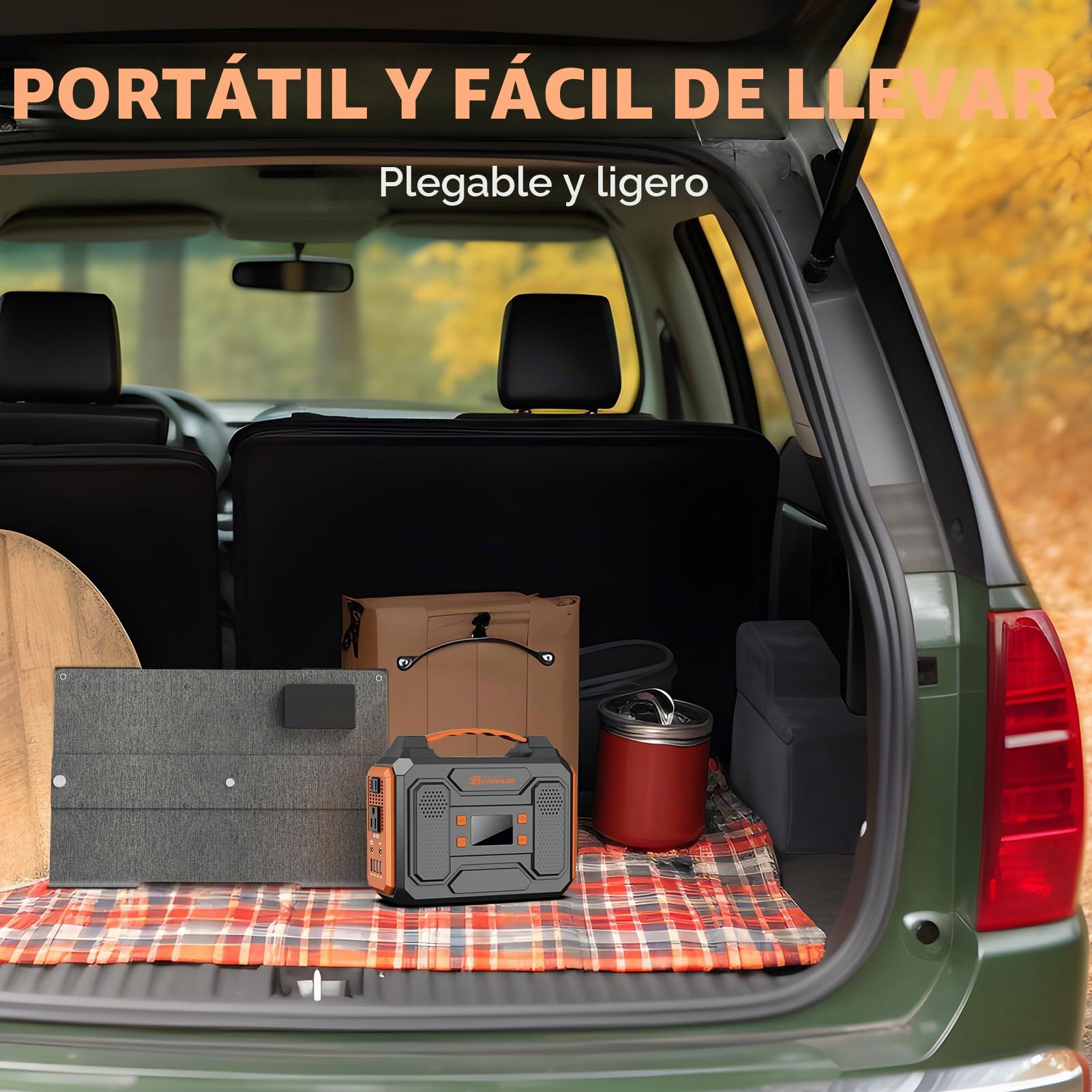 Generador solar portátil, estación de energía portátil de 300 W con panel solar plegable de 60 W, onda sinusoidal pura de 110 V, paquete de batería de litio de 280 Wh con salida de CA CC para uso en
