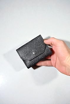 Kad n Kartl k  al Desenli Hakiki Deri K k C zdan 10x9 cm Siyah