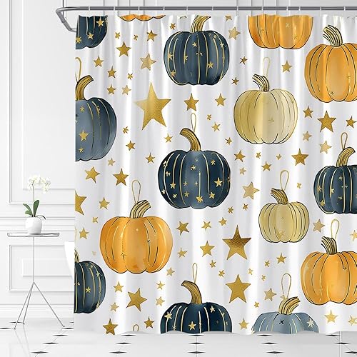 Miniatura 6 de Juego de cortina de ducha de murciélagos espeluznantes de Halloween, diseño gótico de terror en blanco y negro, juego de decoración de baño con