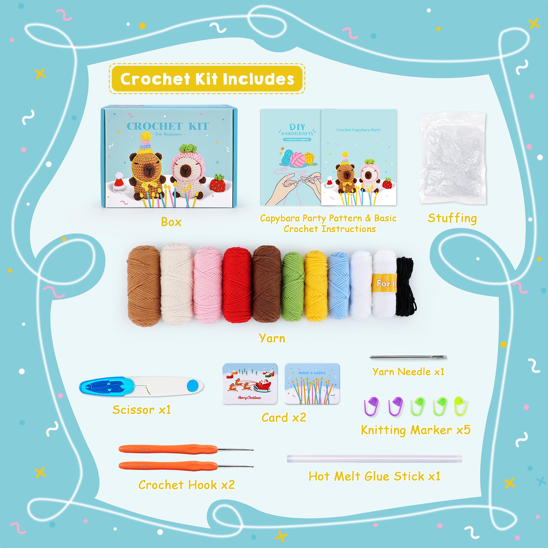Capybara Crochet Kit for Beginners Animal Knitting Kit Animal Crochet Capybara Kits Crochet Animals with Video - Image 3