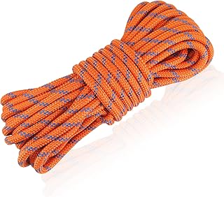 NewDoar CE UIAA - Cuerda de escalada estática de 8/10 mm, 24 KN para árbol arborista, montañismo, cuerda de velero, líneas de muelle, arrastre de transporte (naranja 10 mm, 20 pies)