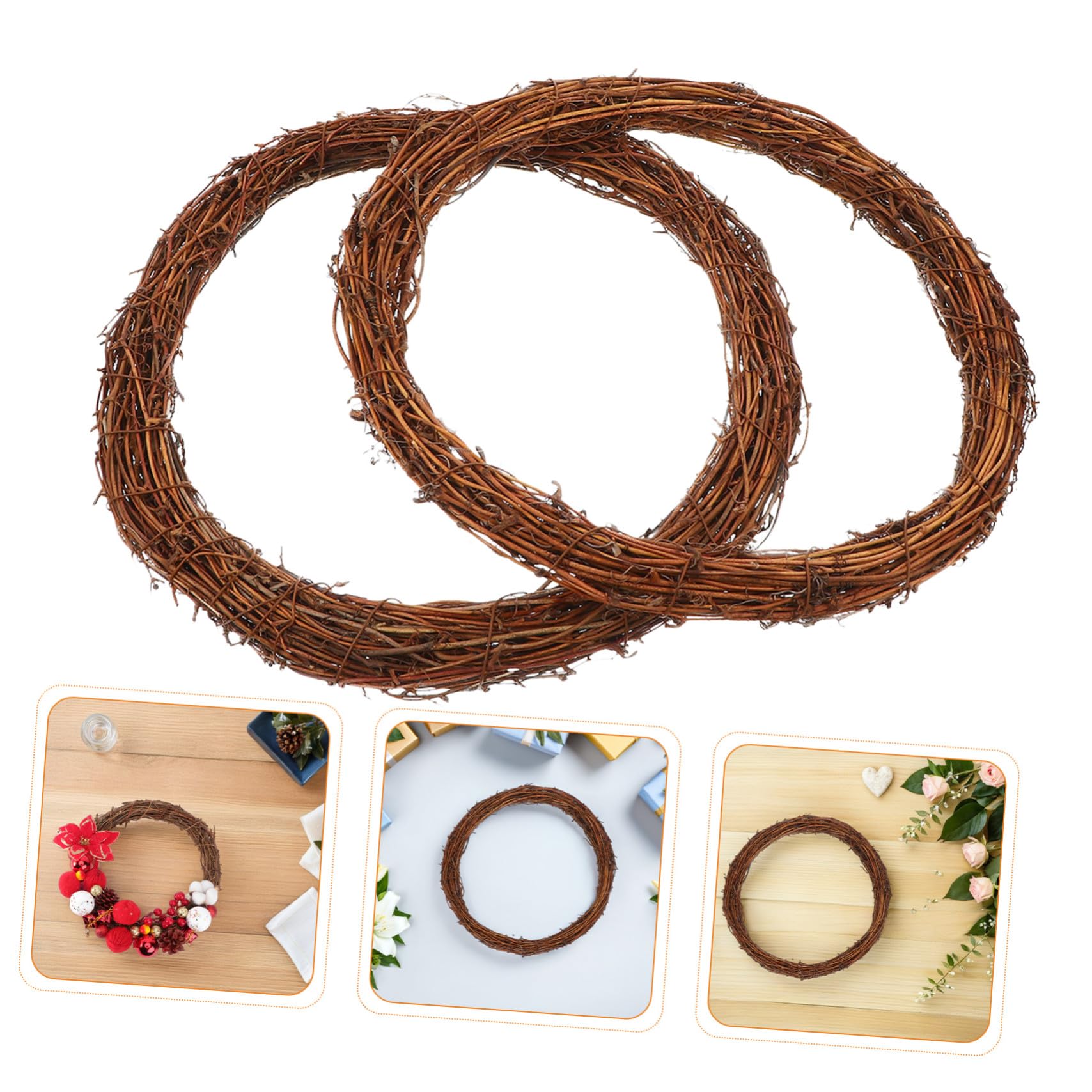LIFKOME 8 Sztuk Pierścień Circle Rama w wieniec kwiatowych Brown