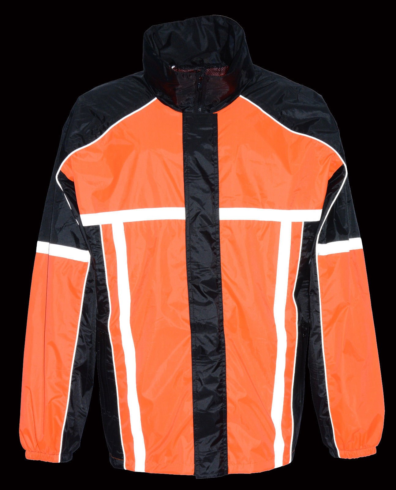 MEN'S MOTORCYCLE WATERPROOF REFLECTIVE TAPE DURABLE RAIN GEAR IN ORANGE & GREEN (3XL Orange)