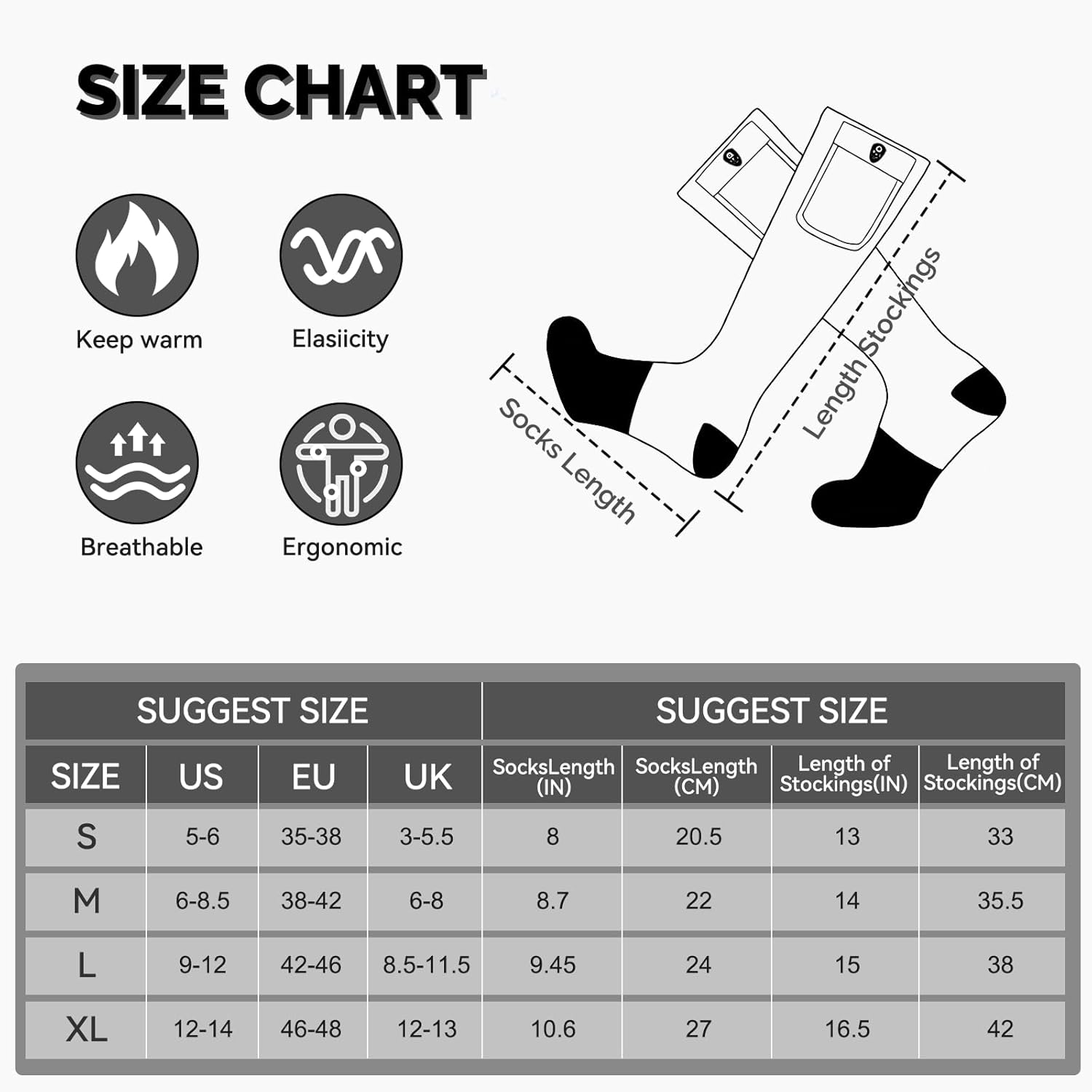 SNOW DEER Hunting Heated Socks with App Control for Men Women, Rechargeable Electric Heating Warm Sock for Motorcycle Hunting Ski Hiking Cold Winter Work - Image 6