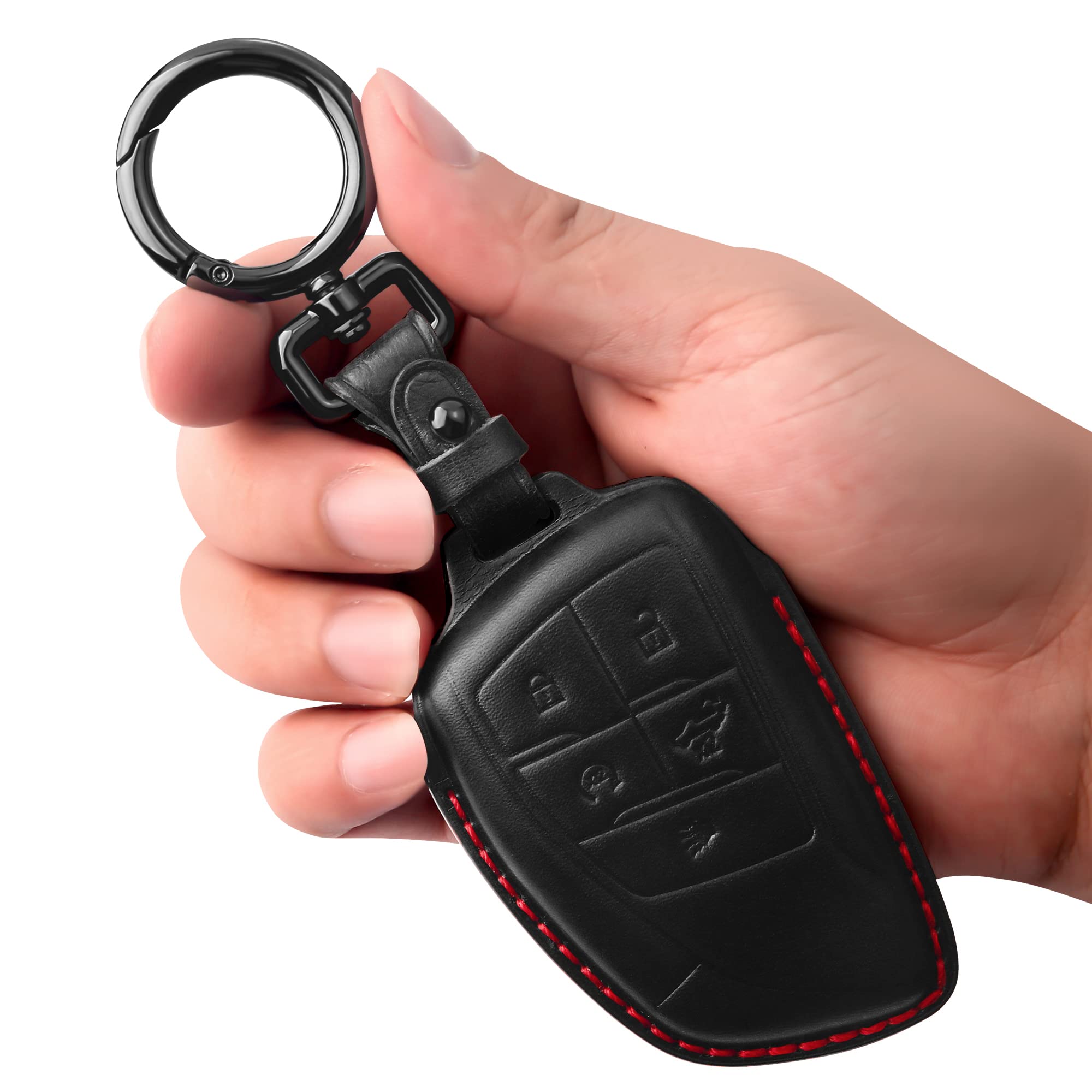 Tukellen Genuine Leather Key Fob Cover Smart Key Holder Sleeve