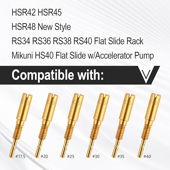 30 Pcs Main Jet and Pilot Slow Jet Kit Fits for VM18 VM20 VM22 VM26 VM24 VM28 VM30 VM32 VM34 VM36 VM38 VM44 Carbs