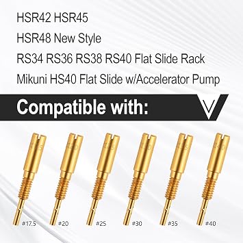 30 Pcs Main Jet and Pilot Slow Jet Kit Fits for VM18 VM20 VM22 VM26 VM24 VM28 VM30 VM32 VM34 VM36 VM38 VM44 Carbs