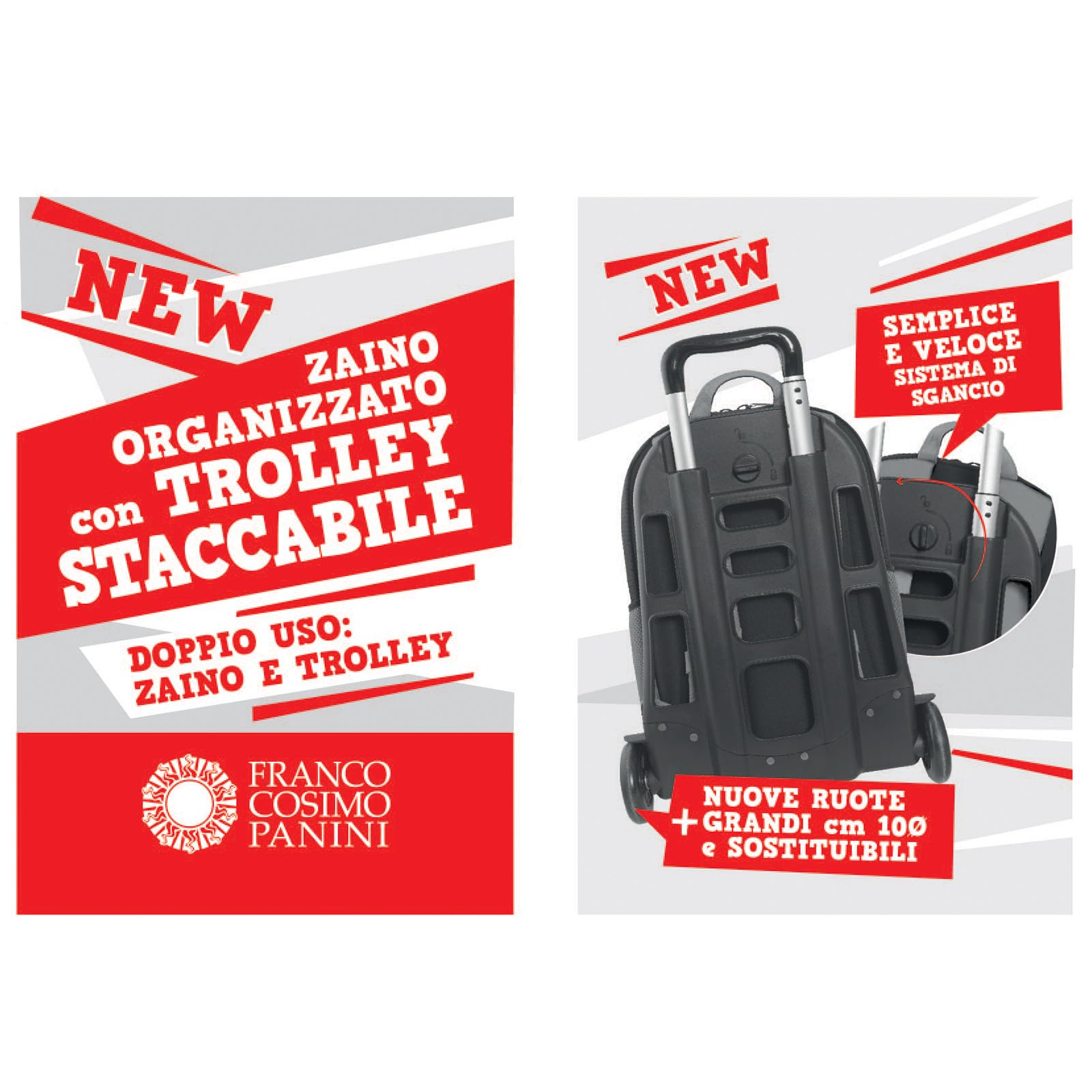 ONE PIECE - Zaino Scuola Trolley Ufficiale One Piece, Maniglia Regolabile, Trolley Staccabile, Spallacci Imbottiti e Regolabili, 2 Scomparti Principali, Tasca Frontale, Chiusure A Zip, 30x44Hx20cm