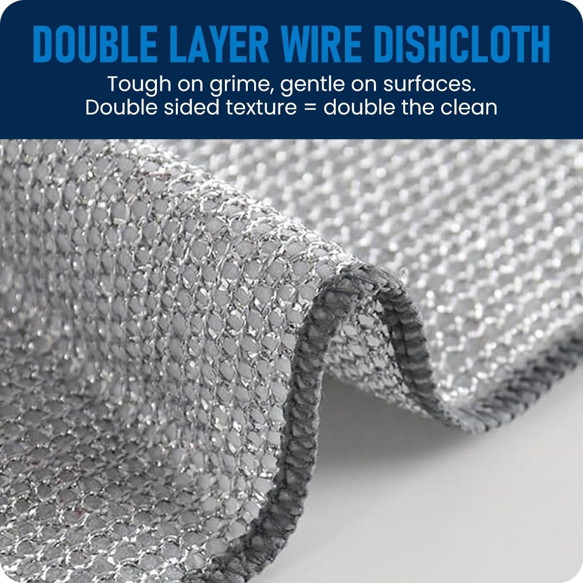 6 Pack Steel Wire Dishcloths - 8"x8" Double Layer Non-Scratch Kitchen Cleaning Cloths for Cookware, Sinks, Dishes & Stove Tops image 4