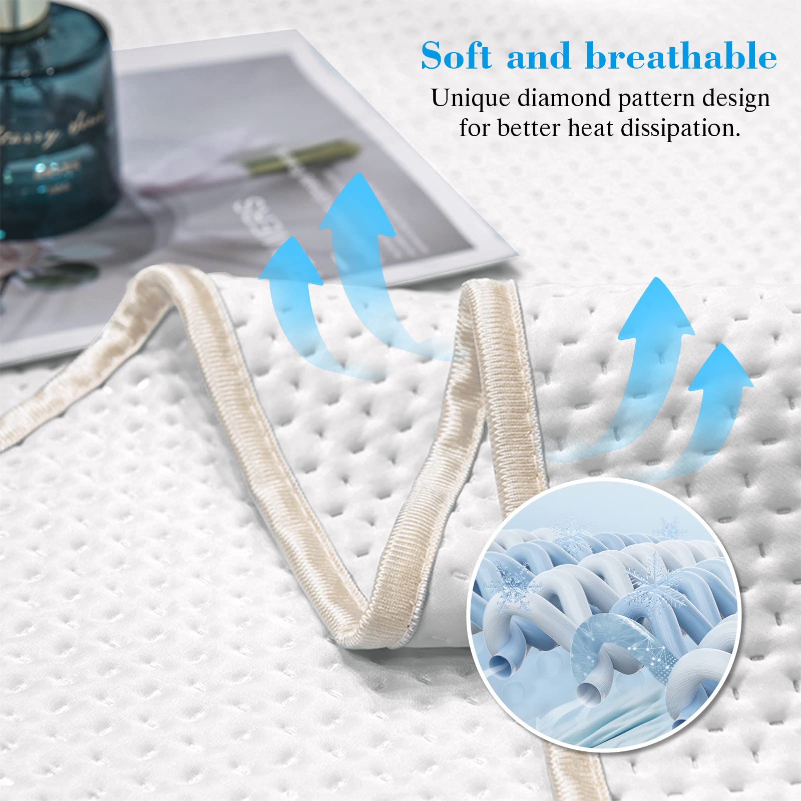 KANKAEU Coperta Estiva 150x200 cm, Coperta Refrigerante Letto,Coperta Estiva Matrimoniale, Assorbente del Sudore e Traspirante, Coperta Rinfrescante Letto, Mantiene Fresco Tutta La Notte, Bianco