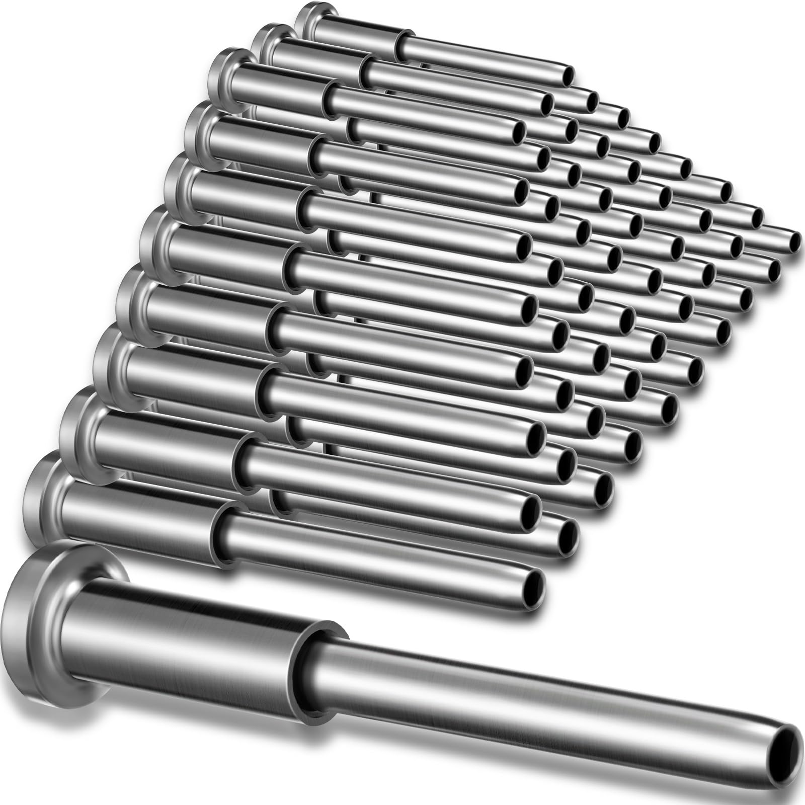 Blulu Kit di 60 cavi invisibili, in acciaio inox T316, ricevitore invisibile da 0,3 cm e estremità a perno a pressare, tenditore da 1/8" per pali in legno/metallo, hardware (argento)