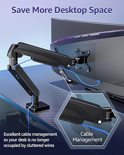 Miniatura 8 de MOUNTUP Brazo de monitor único resistente para pantallas de 42, 40, 39, 34, 32 y 27 pulgadas, soporte de monitor para escritorio soporta 4.4-33