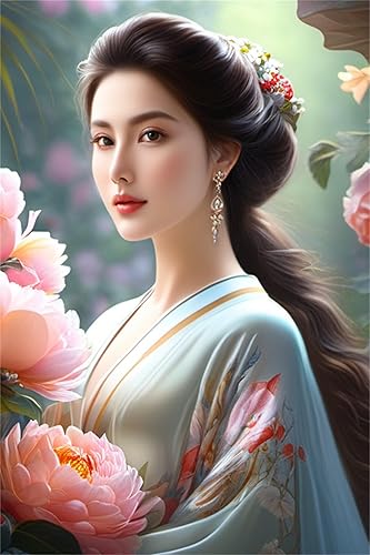 Wenpeef Arte de diamantes de belleza antigua para adultosniños, 17.7 x 23.6 in, pintura de diamante grande 5D, pintura redonda de taladro completo