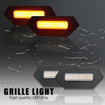 4pc Smoked Housing Amber LED Front Grille Lights DRL Feature Kit for Toyota Tacoma 2024 2025 Trailhunter TRD Pro Cab Pickup Accessories (White)