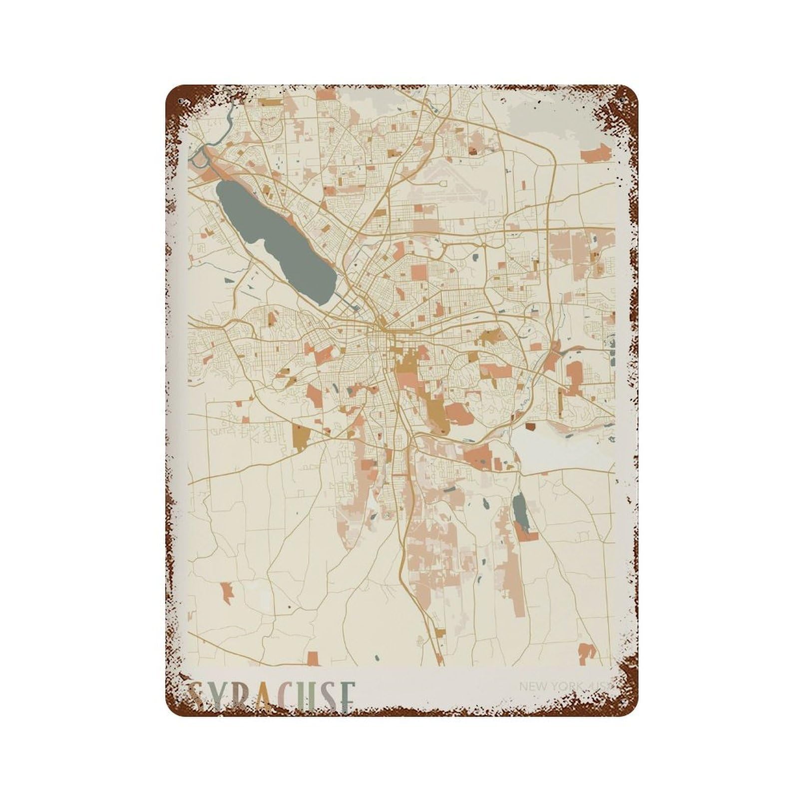 xiaoxiaoshen Syracuse Map New York Travel Gift Boho Wall Decor Art Metal Tin Poster Modern Home Decor Art Home Bar Shop Decorations Vintage Sign 40x30cm