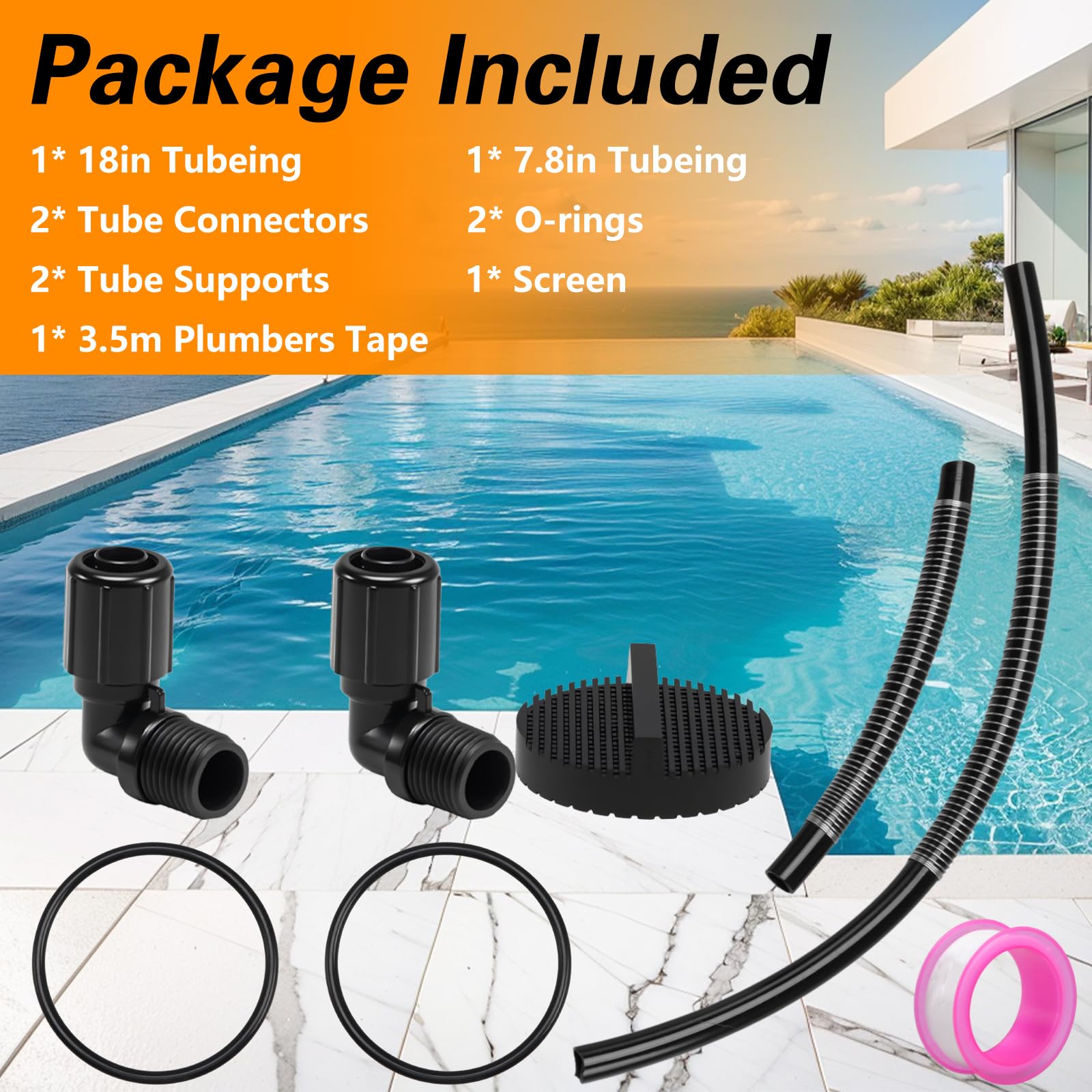Pièces de chlorinateur de piscine, connecteur de tube NPT 1/2", tube OD de 5/8", écran et joints toriques compatibles avec Pentair Rainbow Auto Feeder/Chlorinator 320 322 Replace#: R172272