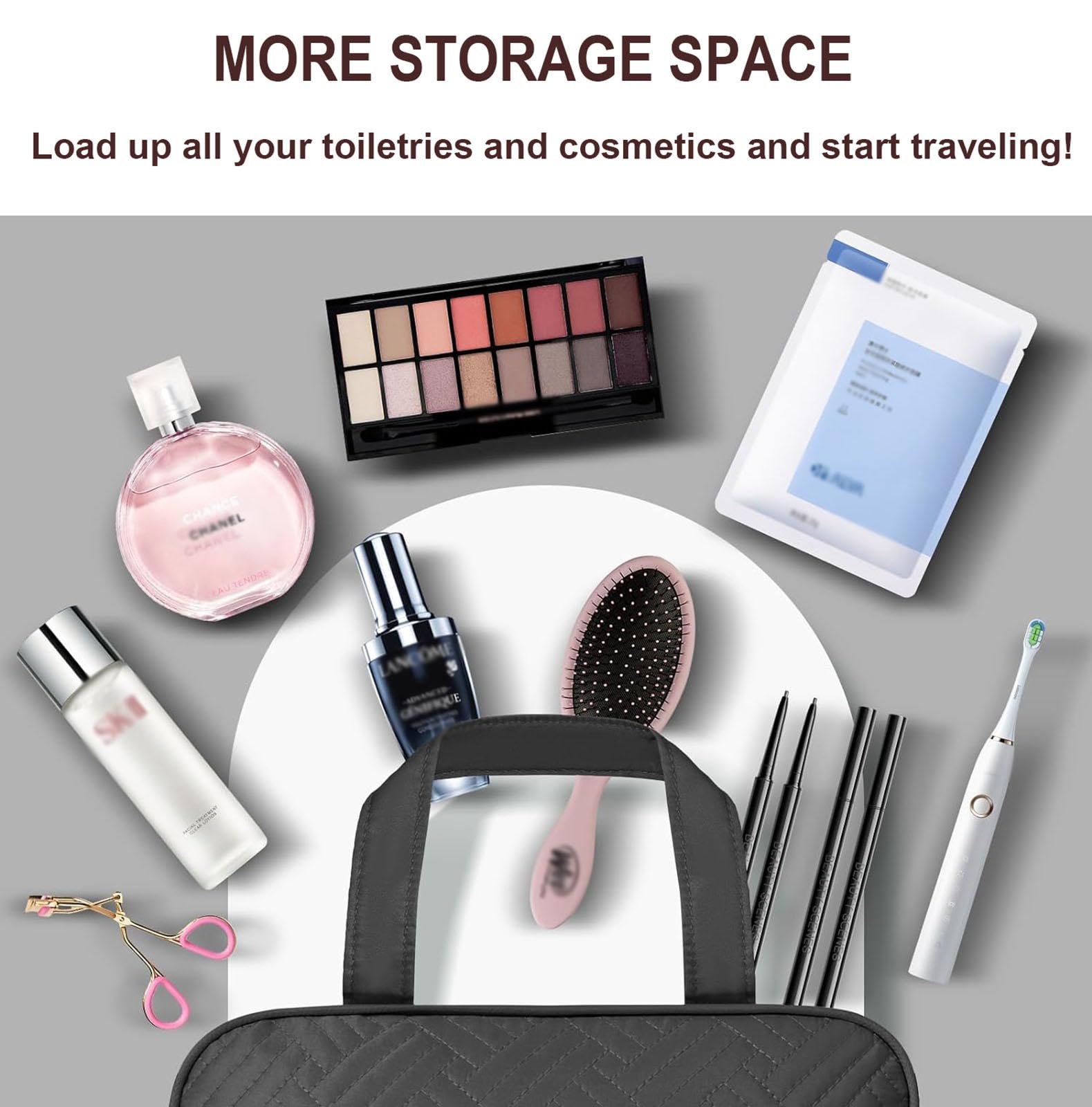 Borsa per Trucchi Portatile con Gancio per Appendere, Borsa da Toilette Impermeabile per Donne e Ragazze, Borsa per Cosmetici di Grande Capacità, Accessori da Viaggio,A